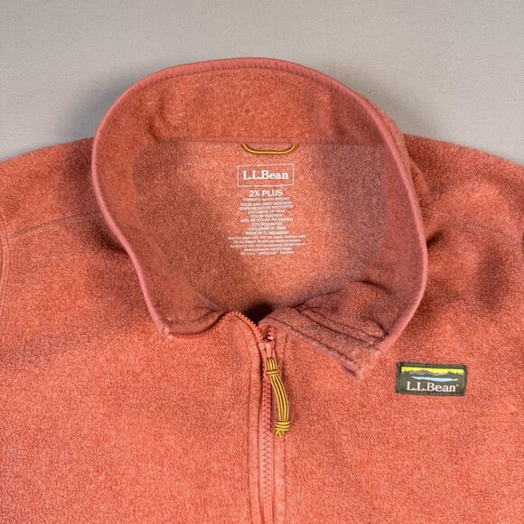 LL Bean Sweater Fleece Jacket Womens 2X Plus Peach Heather Full Zip Pockets - Picture 2 of 6